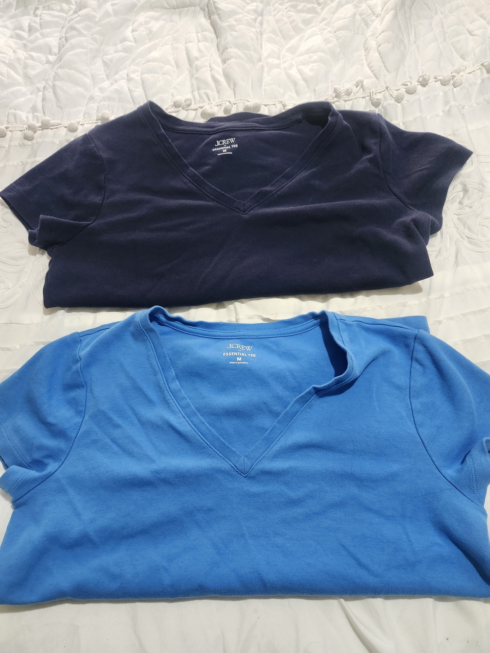 J. Crew Essential V-Neck Tee - Shirts Navy and Bright Blue